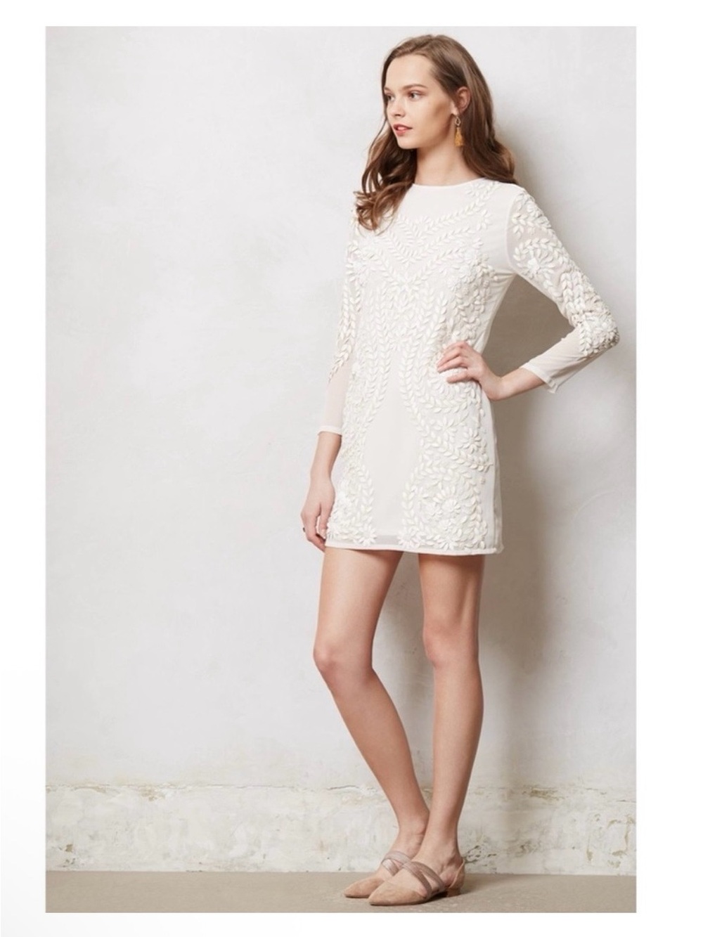 Anthropologie BHLDN Ajo Applique Shift Textured Bridal Dress